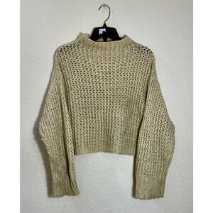 Blu Pepper Gold Open Knit Cropped Sweater M